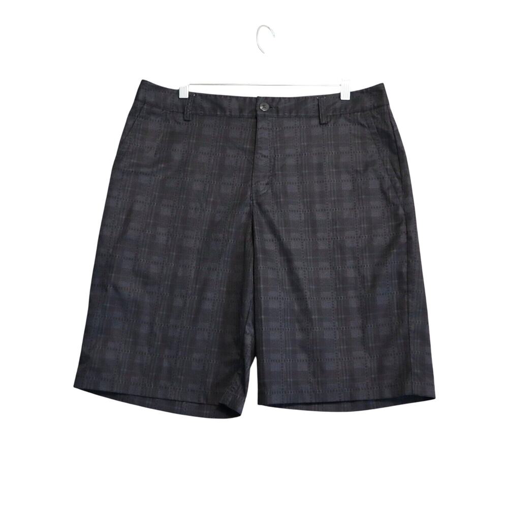 Adidas Golf Shorts Mens 34 Black Digital Plaid Clima Lite Flat Front Chino 34X10
